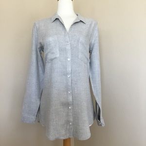 Cloth & Stone Shirt Soft Grey Long-Sleeve Button-Down Shirt Size XS
